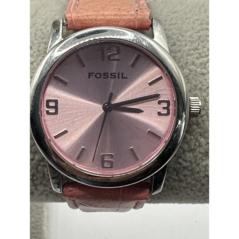 Fossil jr-8643 Womens Watch Pink Band Dial New Battery 31MM 8" U